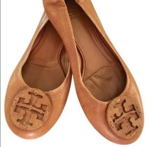 Tory Burch “Reva” Flat - Brown Pebbled Leather (8)